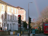 Balham High Road and a rainbow